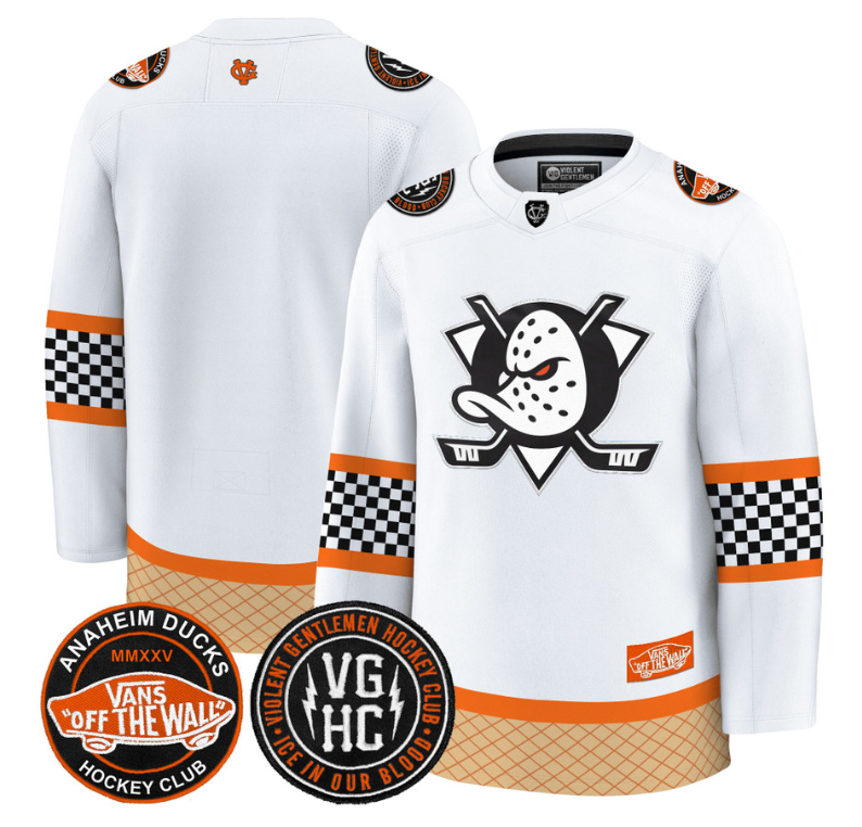 Team Jersey Anaheim Ducks Checkerboard 2025 Premium Stitched White