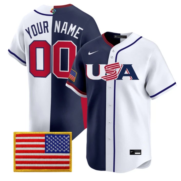 Team USA Baseball Split Custom Jersey All Stitched