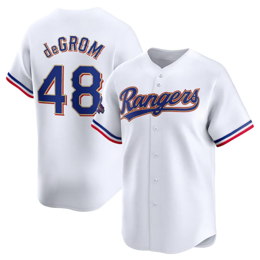 Texas Rangers #48 Jacob deGrom 2024 Gold Collection Limited Player Jersey White