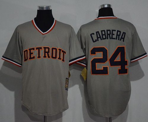 Tigers 24 Miguel Cabrera Grey Cooperstown Throwback Stitched Mlb Jersey