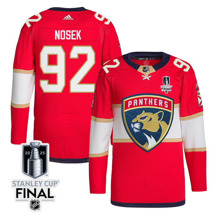 Tomas Nosek 92 Florida Panthers 2025 STANLEY CUP Final Patch Home Men Jersey Red