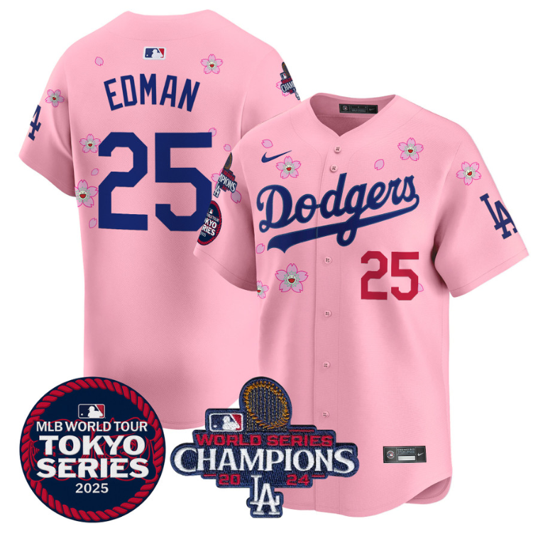 Tommy Edman Jersey #25 Dodgers Tokyo Series 2025 World Series Champions Patch Ch