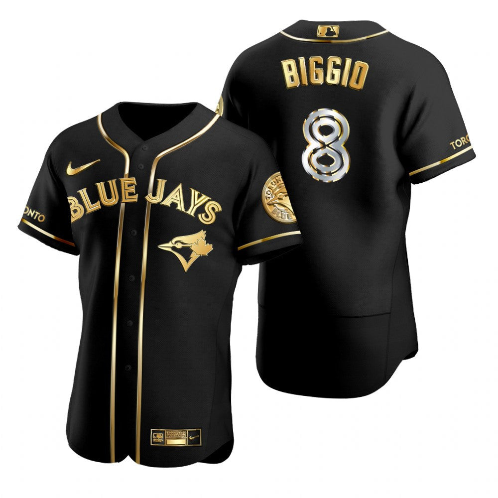 Toronto Blue Jays 8 Cavan Biggio Mlb Golden Brandedition Black Jersey Gift For Blue Jays Fans