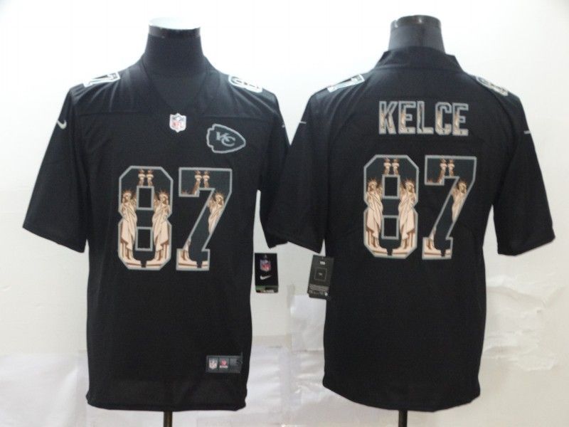 Travis Kelce 87 Kansas City Chiefs 2020 Nfl Black Statue Of Liberty Jersey Jersey