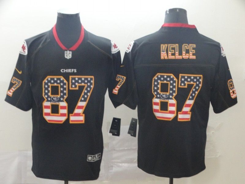 Travis Kelce 87 Kansas City Chiefs 2020 Nfl Black Us Flag Jersey Jersey