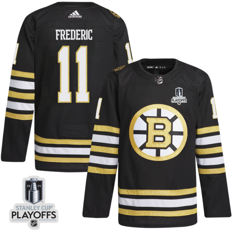 Trent Frederic 11 Boston Bruins 2024 NHL Playoffs Patch Home Jersey Men, Black