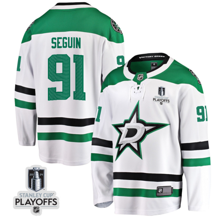 Tyler Seguin 91 Dallas Stars 2024 NHL Playoffs Patch Away Breakaway Jersey Men