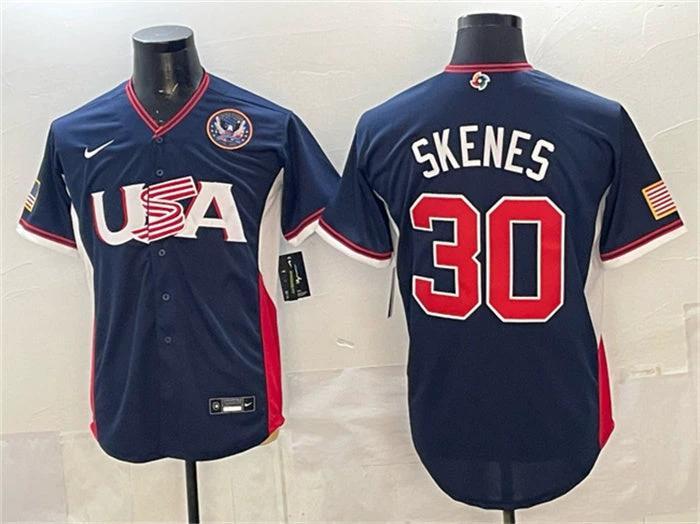 USA Baseball #30 Paul Skenes Jersey Navy 2026 World Baseball Classic United Stat