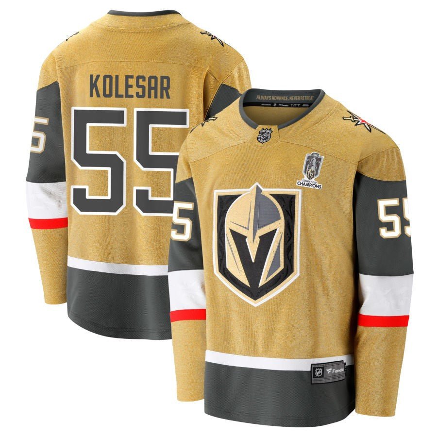 Vegas Golden Knights 55 Keegan Kolesar 2023 Stanley Cup Champions Home Jersey Gold