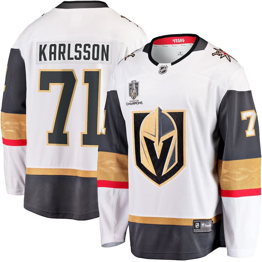 Vegas Golden Knights 71 William Karlsson 2023 Stanley Cup Champions Away Breakaway Player Jersey White
