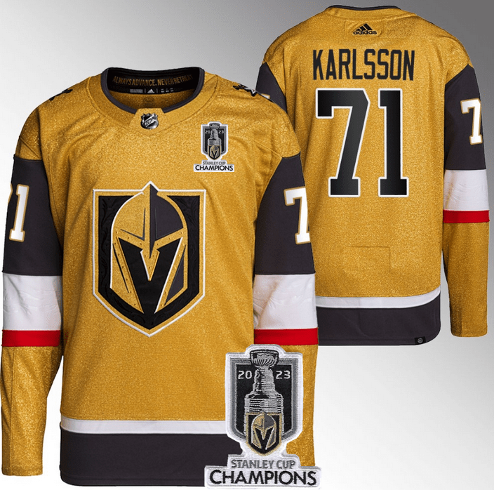 Vegas Golden Knights 71 William Karlsson Gold 2023 Stanley Cup Champions Stitched