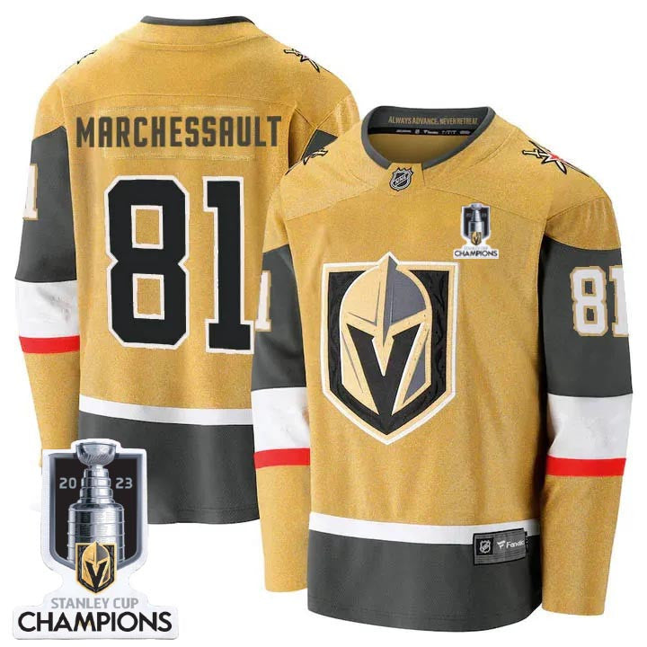 Vegas Golden Knights 81 Jonathan Marchessault 2023 Stanley Champions Yellow Jersey