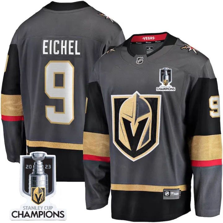 Vegas Golden Knights 9 Jack Eichel 2023 Stanley Champions Gray Jersey