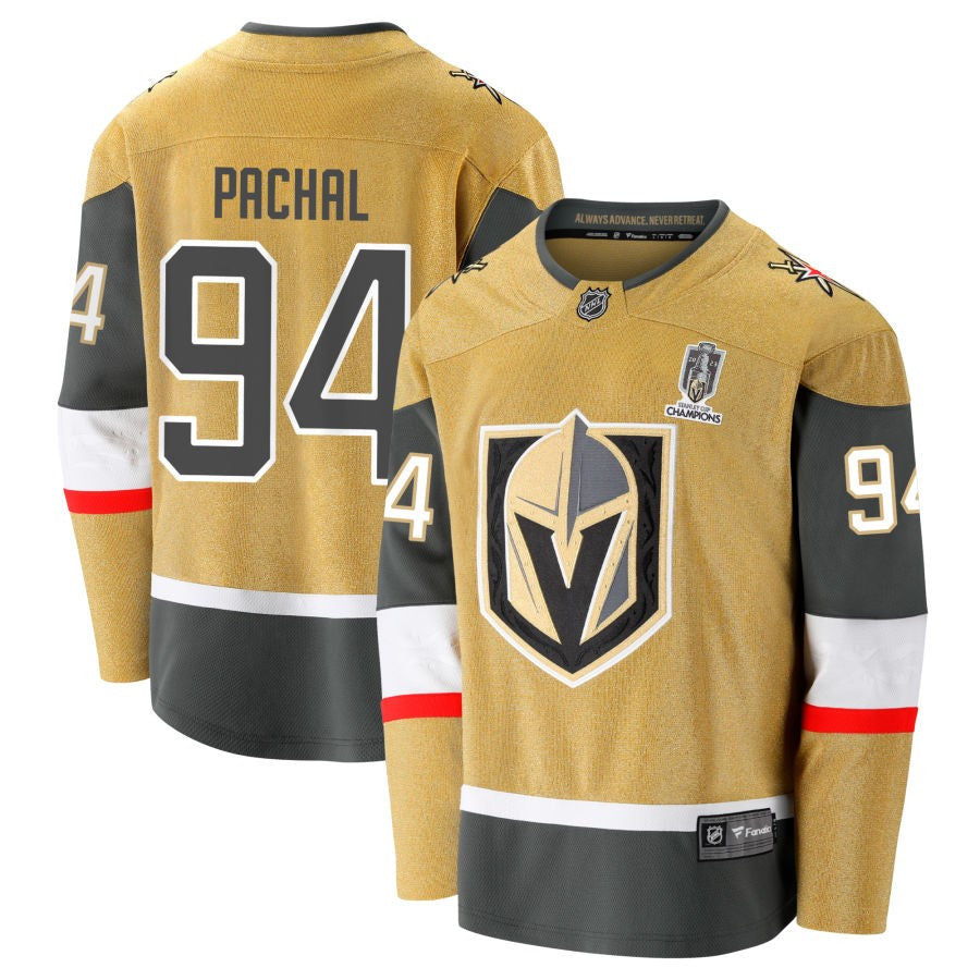 Vegas Golden Knights 94 Brayden Pachal 2023 Stanley Cup Champions Home Jersey Gold
