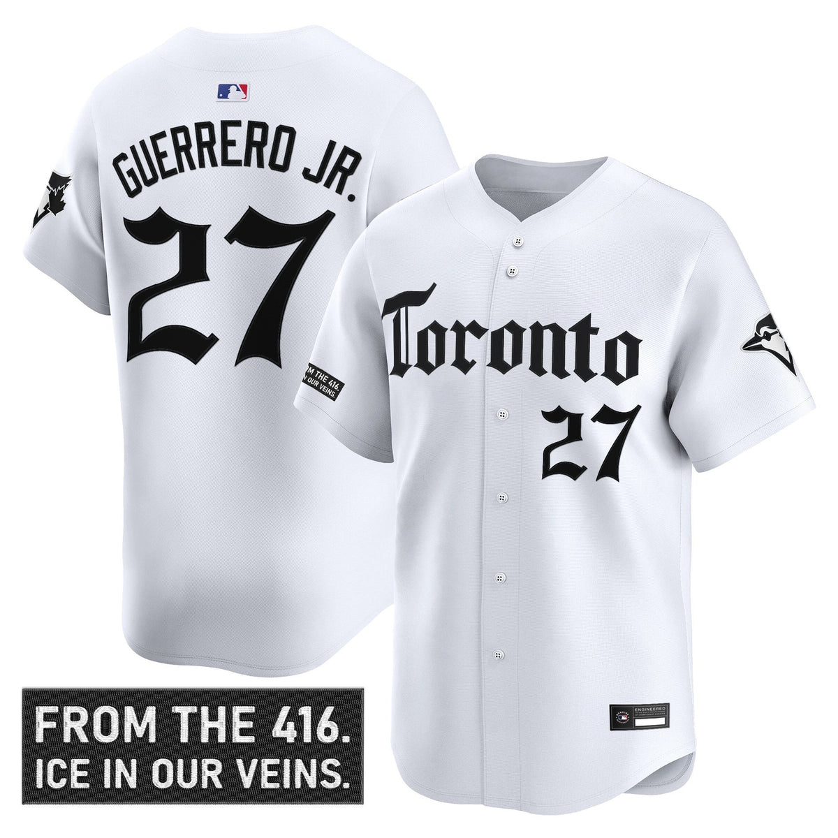 Vladimir Guerrero Jr Jersey #27 Toronto Blue Jays Gothic North White