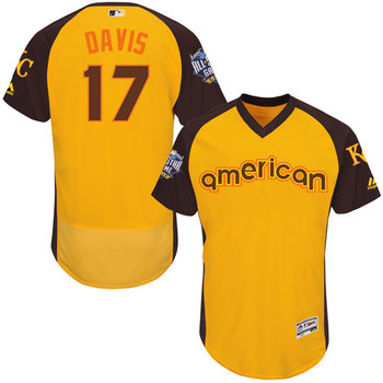 Wade Davis Gold 2016 All star Jersey Mens American League Kansas City Royals 17 Flex Base Majestic Mlb Collection Jersey