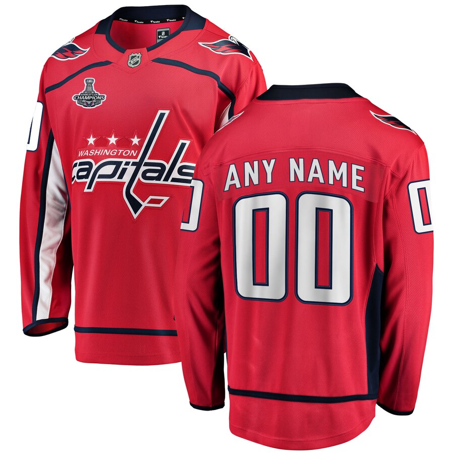 Washington Capitals Fanatics Branded Youth 2018 Stanley Cup Champions Home Breakaway Custom Jersey Red