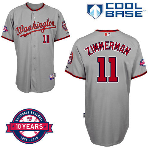 Washington Nationals 11 Ryan Zimmerman Gray 10th Jersey