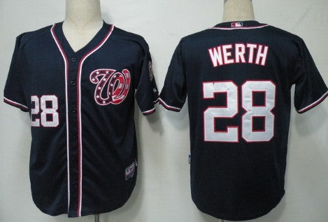 Washington Nationals 28 Jayson Werth Navy Blue Jersey