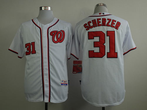Washington Nationals 31 Max Scherzer White Jersey