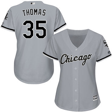 White Sox 35 Frank Thomas Grey Road Womens Stitched Baseball Jersey