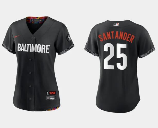Women Baltimore Orioles 25 Anthony Santander Black 2023 City Connect Stitched Baseball