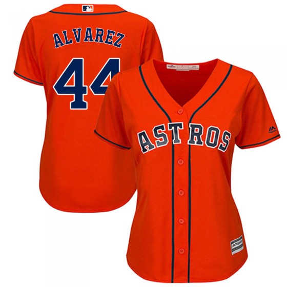 Womens Authentic Houston Astros 44 Yordan Alvarez Majestic Cool Base Alternate Orangejersey