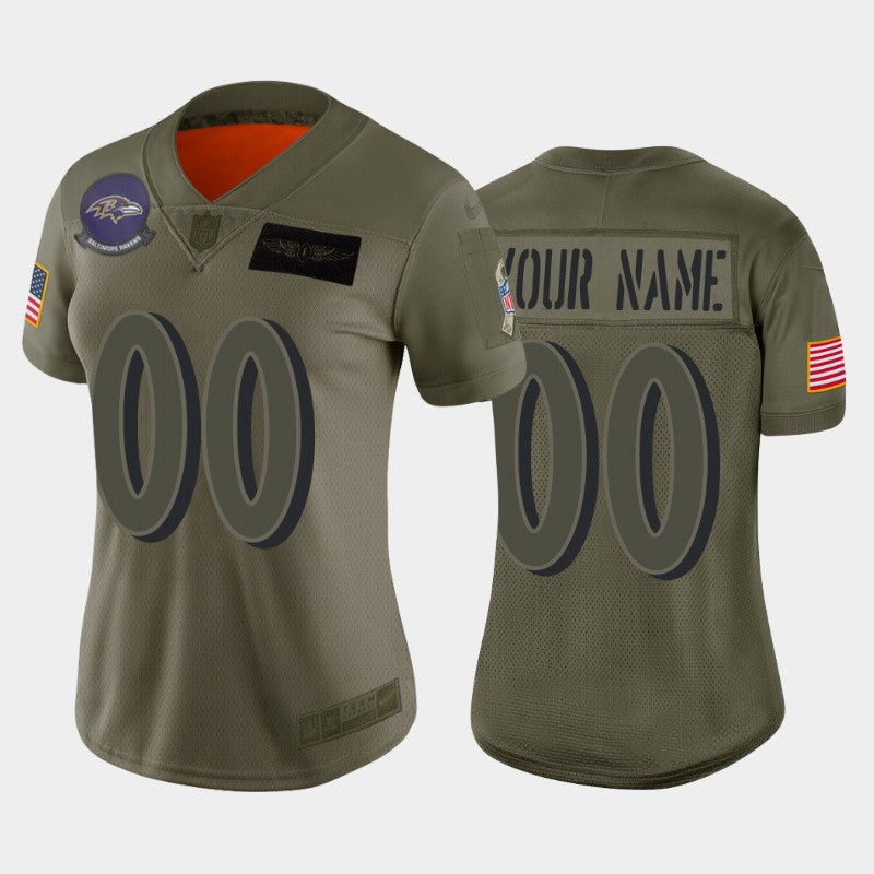 Womens Baltimore Ravens Custom Camo 2019 Salute To Service Limited Jersey