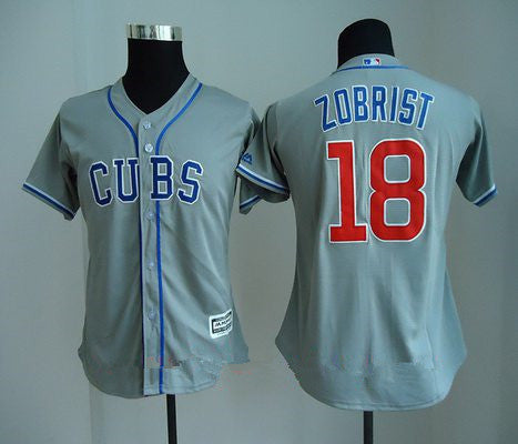Womens Chicago Cubs 18 Ben Zobrist Gray Cubs Stitched Mlb Majestic Cool Base Jersey
