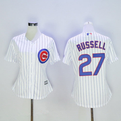 Womens Chicago Cubs 27 Addison Russell White Home Mlb Cool Base Stitched Baseball Jersey