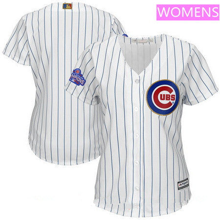 Womens Chicago Cubs Blank White World Series Champions Gold Stitched Mlb Majestic 2017 Cool Base Jersey