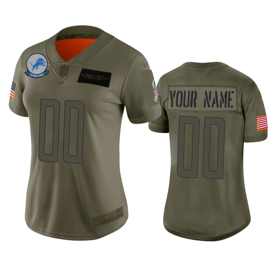Womens Detroit Lions Custom Camo 2019 Salute To Service Limited Jersey