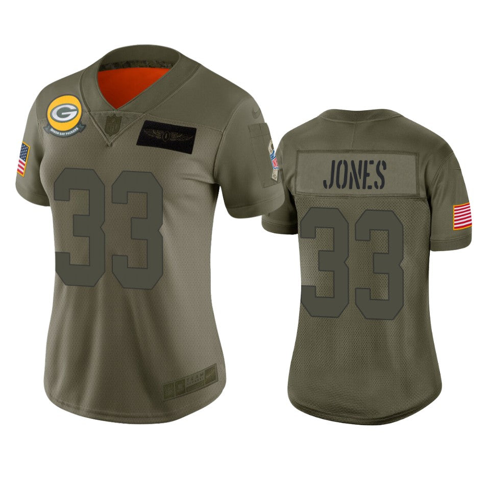 Womens Green Bay Packers Aaron Jones Camo 2019 Salute To Service Limited Jersey
