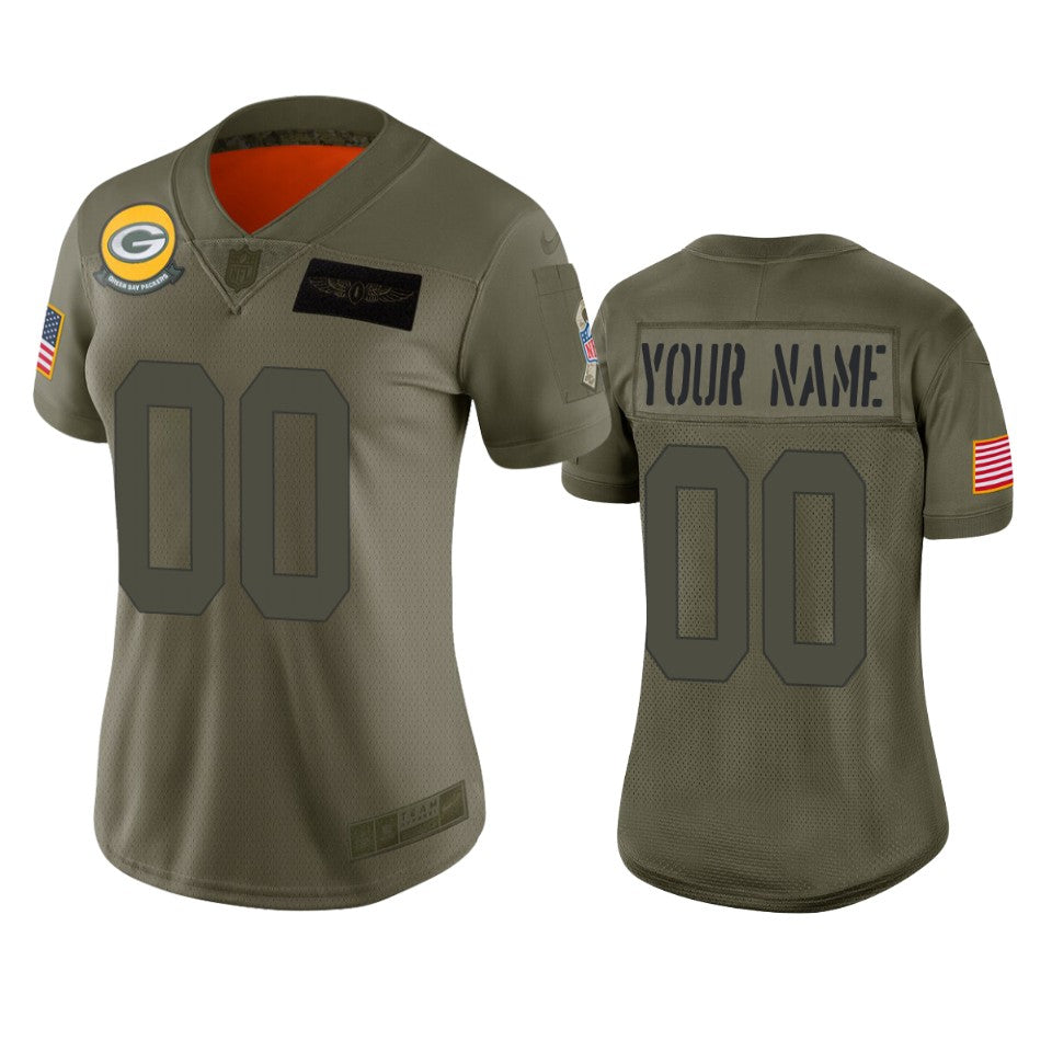Womens Green Bay Packers Custom Camo 2019 Salute To Service Limited Jersey