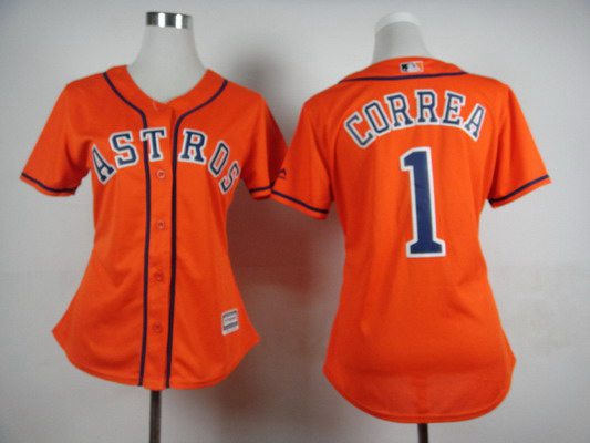 Womens Houston Astros 1 Carlos Correa Alternate Orange 2015 Mlb Cool Base Jersey