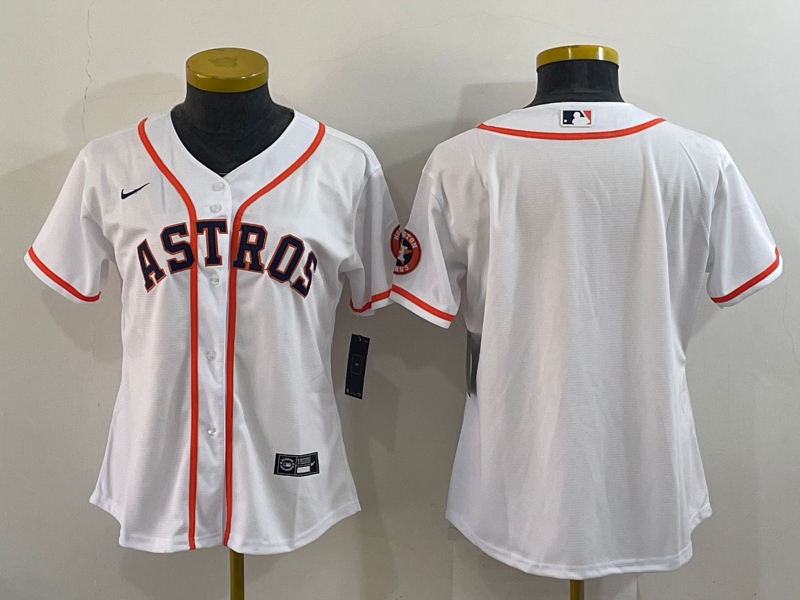 Womens Houston Astros Blank White With Patch Stitched Mlb Cool Base Nike Jersey