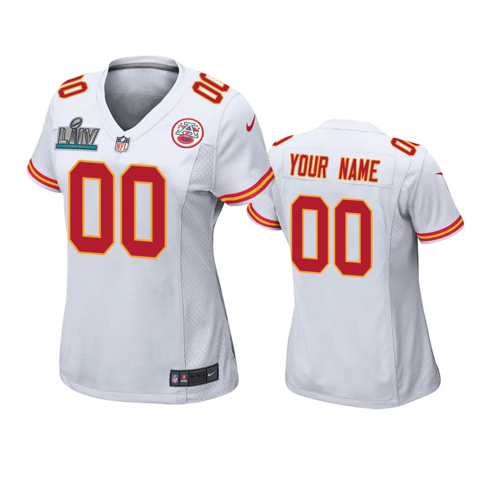 Womens Kansas City Chiefs Custom White Super Bowl Liv Game Jersey
