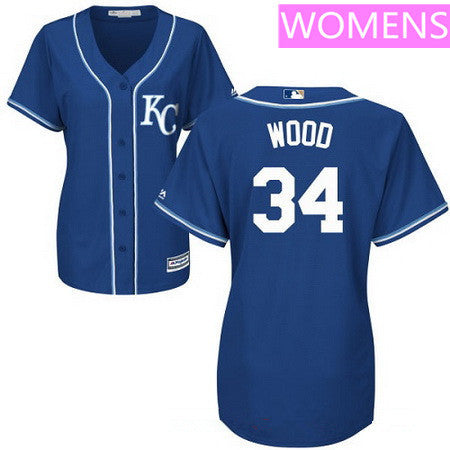 Womens Kansas City Royals 34 Travis Wood Navy Blue Alternate Stitched Mlb Majestic Cool Base Jersey