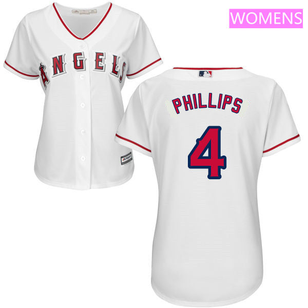 Womens La Angels Of Anaheim 4 Brandon Phillips White Home Stitched Mlb Majestic Cool Base Jersey