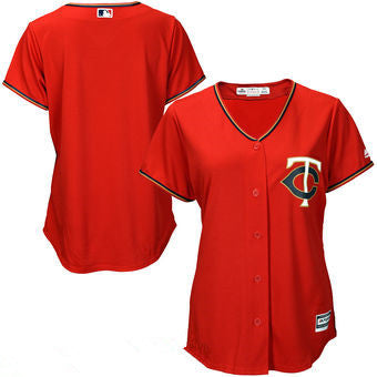 Womens Minnesota Twins Blank Majestic Red Alternate Stitched Mlb Cool Base Jersey
