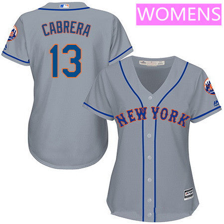 Womens New York Mets 13 Asdrubal Cabrera Gray Road Stitched Mlb Majestic Cool Base Jersey
