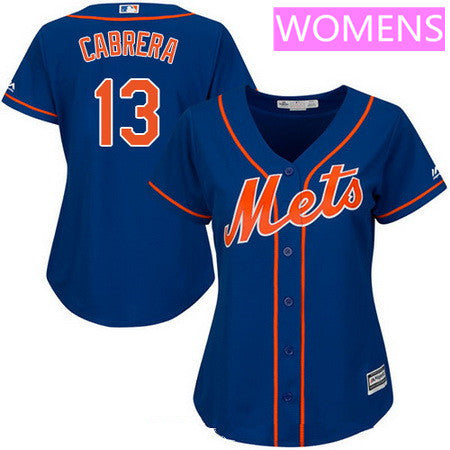 Womens New York Mets 13 Asdrubal Cabrera Royal Blue With Orange Stitched Mlb Majestic Cool Base Jersey
