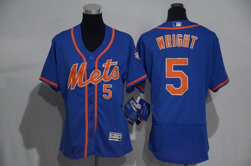 Womens New York Mets 5 David Wright Blue With Orange 2016 Flexbase Stitched Baseball Jersey