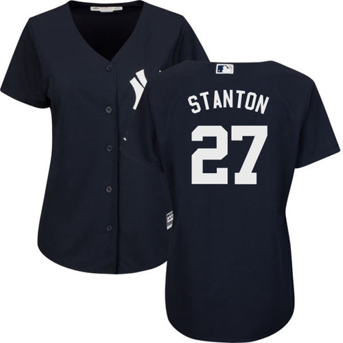 Womens New York Yankees 27 Giancarlo Stanton Navy Blue Alternate Stitched Mlb Jersey