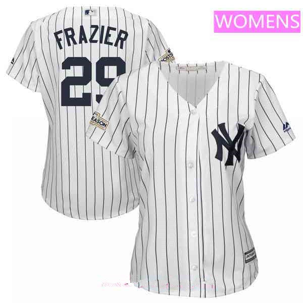 Womens New York Yankees 29 Todd Frazier Majestic White 2017 Postseason Cool Base Player Jersey