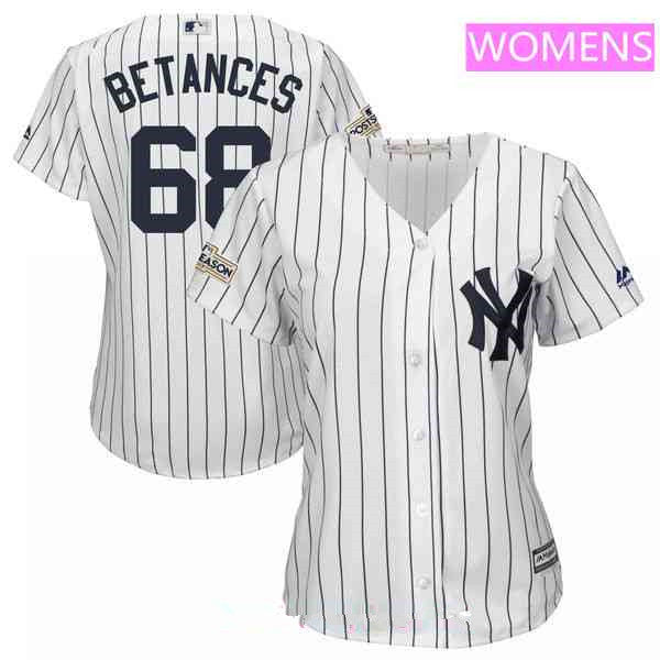 Womens New York Yankees 68 Dellin Betances Majestic White 2017 Postseason Cool Base Player Jersey