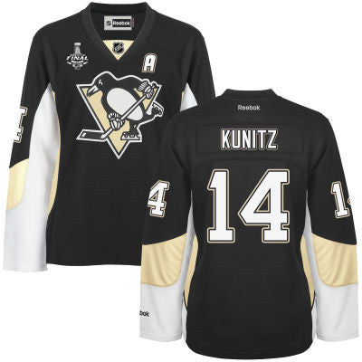 Womens Pittsburgh Penguins 14 Chris Kunitz Black Team Color 2017 Stanley Cup Nhl Finals A Patch Jersey