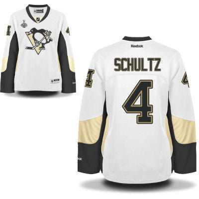 Womens Pittsburgh Penguins 4 Justin Schultz White Road 2017 Stanley Cup Nhl Finals Patch Jersey
