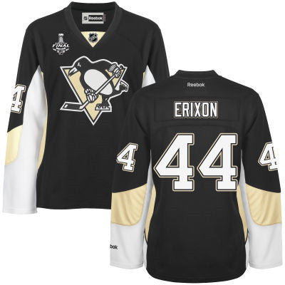 Womens Pittsburgh Penguins 44 Tim Erixon Black Team Color 2017 Stanley Cup Nhl Finals Patch Jersey