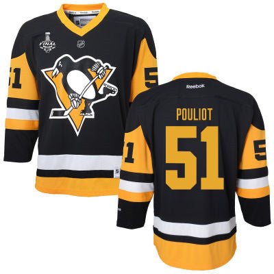 Womens Pittsburgh Penguins 51 Derrick Pouliot Black With Yellow 2017 Stanley Cup Nhl Finals Patch Jersey